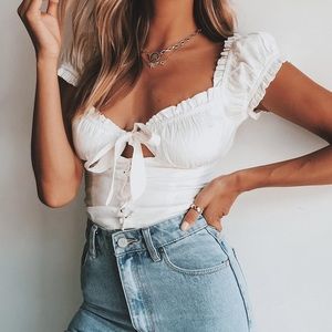 Princess Polly ELOUISE CROP TOP WHITE